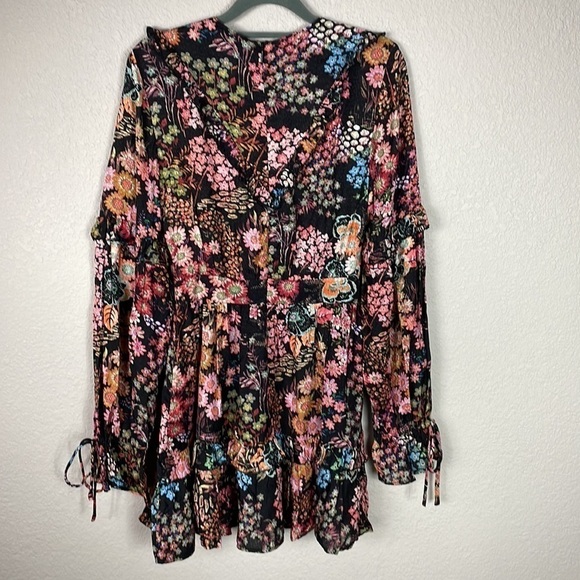 NWT Ted Baker Hendria Ruffle Trim Mini Dress Long Sleeve Floral Romantic Sz 0 XS - Picture 4 of 17